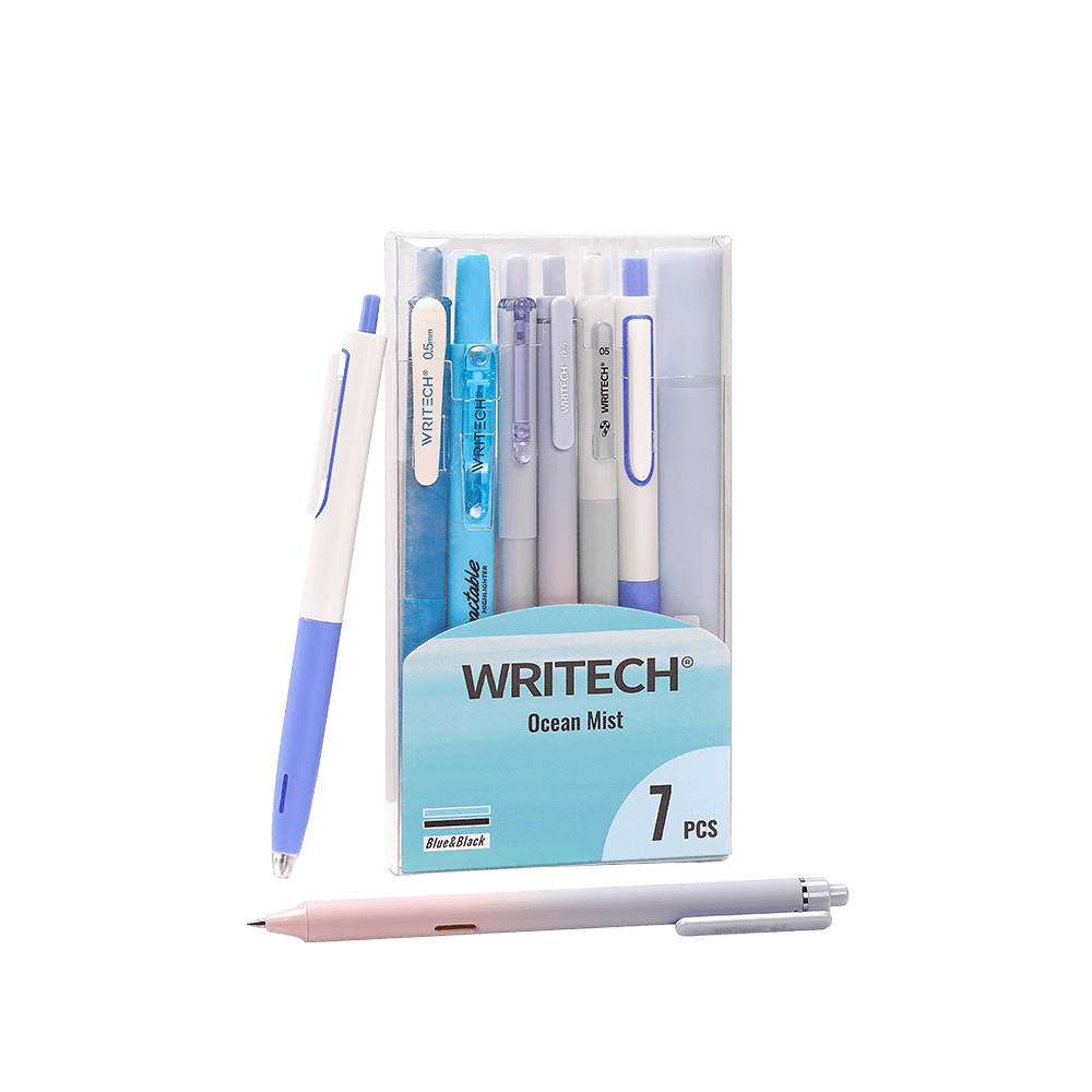 Writech Σετ Γραφής Στυλό Gel & Υπογραμμιστές 7 Τεμ Μαύρο Μπλε 610546