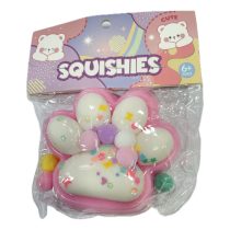 Antistress Pinch Squishy Πατούσα Δίχρωμη με Strass 10x9x3 cm Ροζ