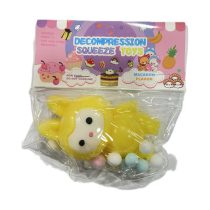 Antistress Pinch Squishy με Pon Pon Κουνελάκι Κίτρινο 8×4,5cm