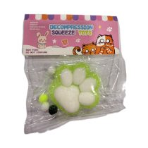 Antistress Pinch Squishy Taba Πατούσα με Pon Pon 7x6cm Κίτρινο
